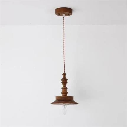Spindle Pendant Light in walnut for Kitchen Island by AUVIELIGHT, Model B: D 19cm x H 22cm / ∅ 7.5″ x H 8.7″ / Walnut color