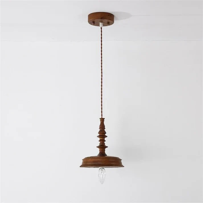 Spindle Pendant Light in walnut for Kitchen Island by AUVIELIGHT, Model E: D 20cm x H 20.5cm / ∅ 7.9″ x H 8.1″ / Walnut color