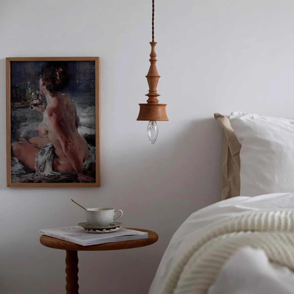 Spindle Pendant Light in walnut for Kitchen Island by AUVIELIGHT
