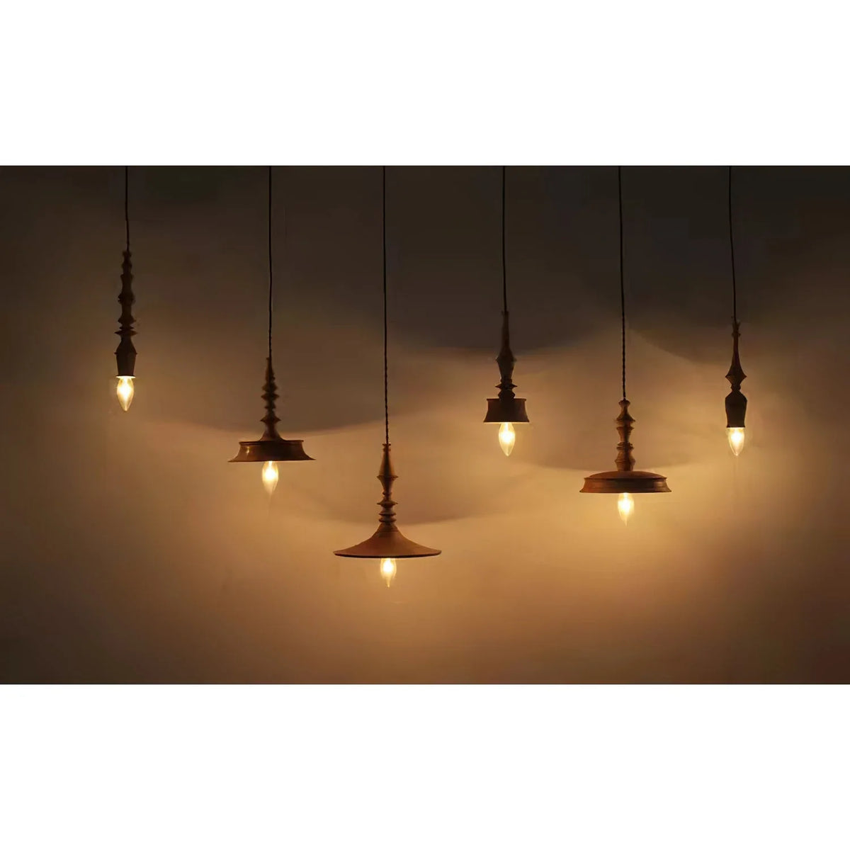 Spindle Pendant Light in walnut for Kitchen Island by AUVIELIGHT