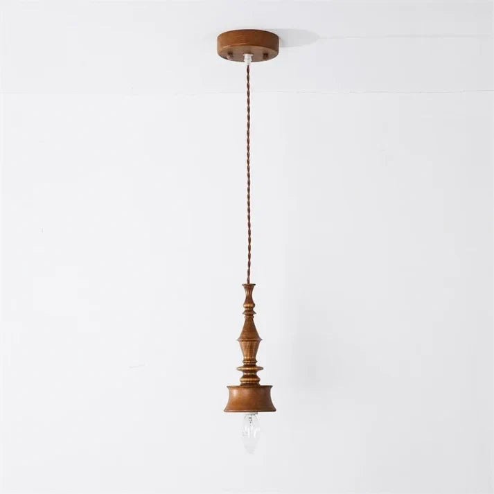 Spindle Pendant Light in walnut for Kitchen Island by AUVIELIGHT, Model D: D 10cm x H 24cm / ∅ 3.9″ x H 9.4″ / Walnut color