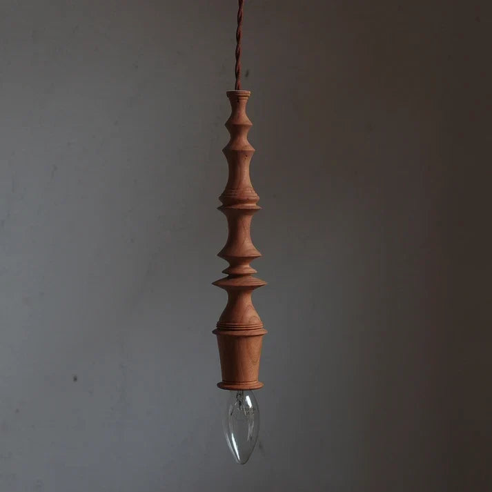 Spindle Pendant Light in walnut for Kitchen Island by AUVIELIGHT, Model A: D 5cm x H 27cm / ∅ 2″ x H 10.6″ / Walnut color