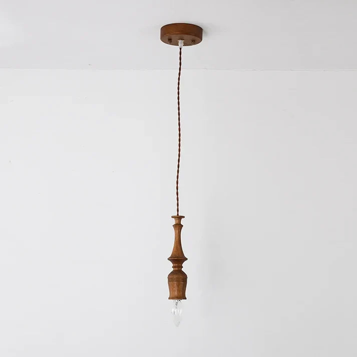 Spindle Pendant Light in walnut for Kitchen Island by AUVIELIGHT, Model F: D 5cm x H 23cm / ∅ 2″ x H 9.1″ / Walnut color