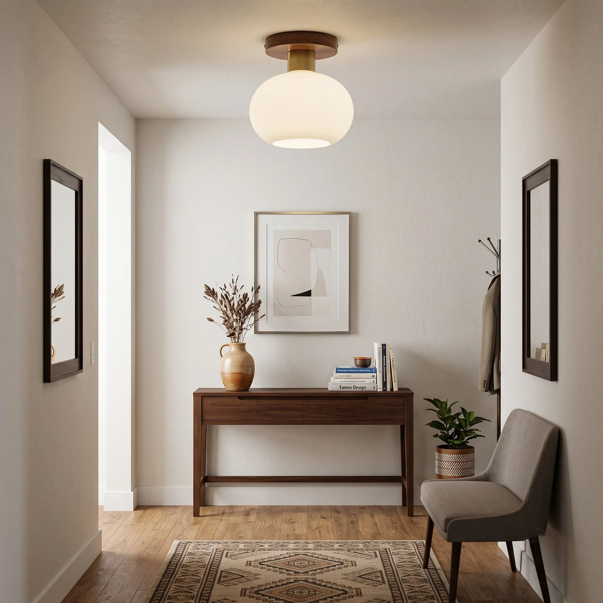 Modern Flush Mount in walnut for Low Ceilings by AUVIELIGHT