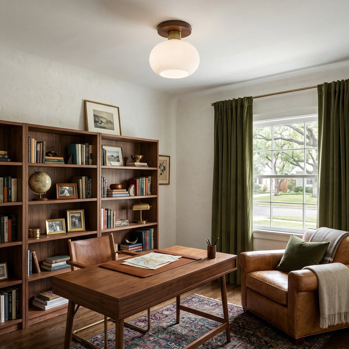 Modern Flush Mount in walnut for Low Ceilings by AUVIELIGHT