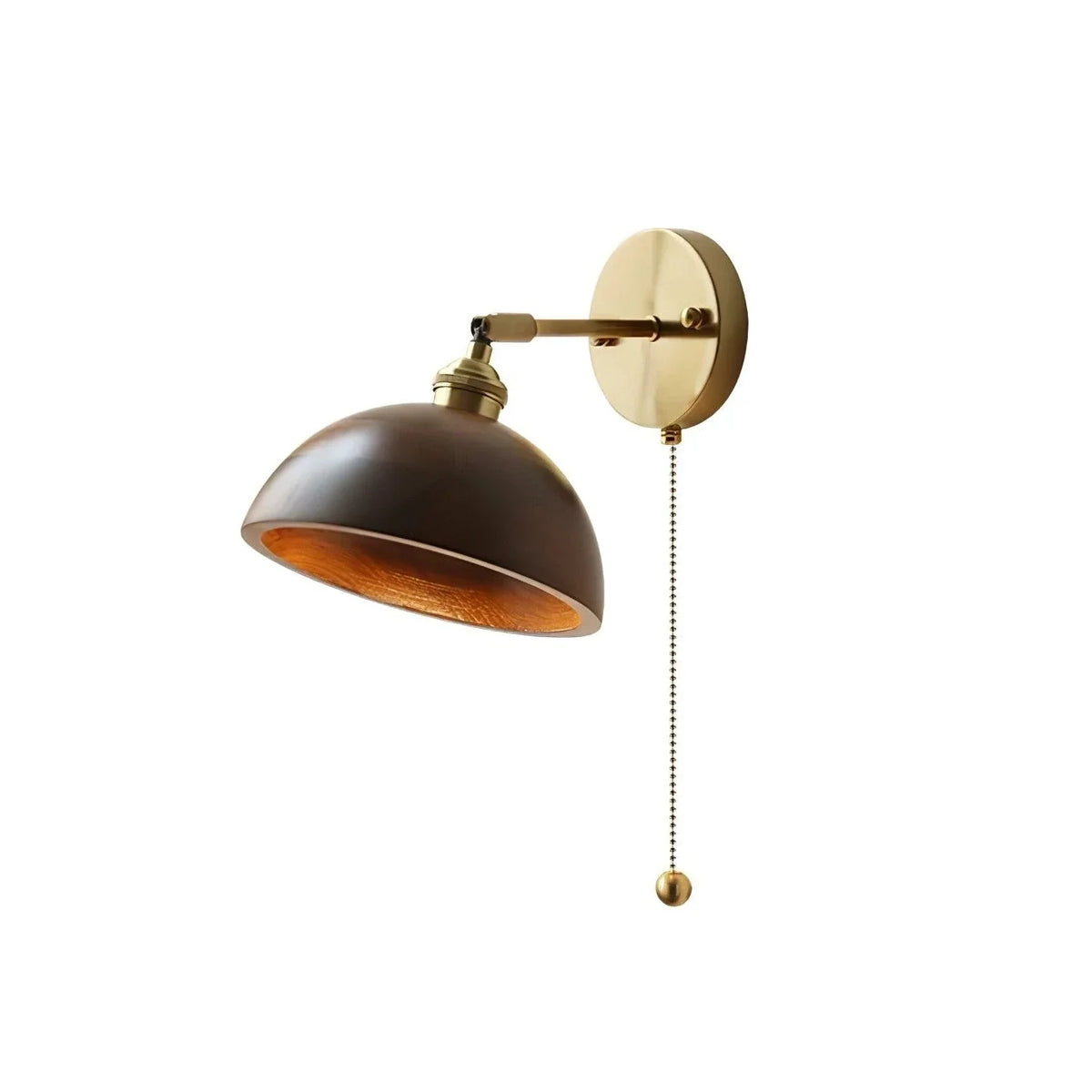 Modern Wall Sconce in walnut for Hallway by AUVIELIGHT, Model A Size ∅ 6.3" x H 6.1" / Brass & Walnut Wood