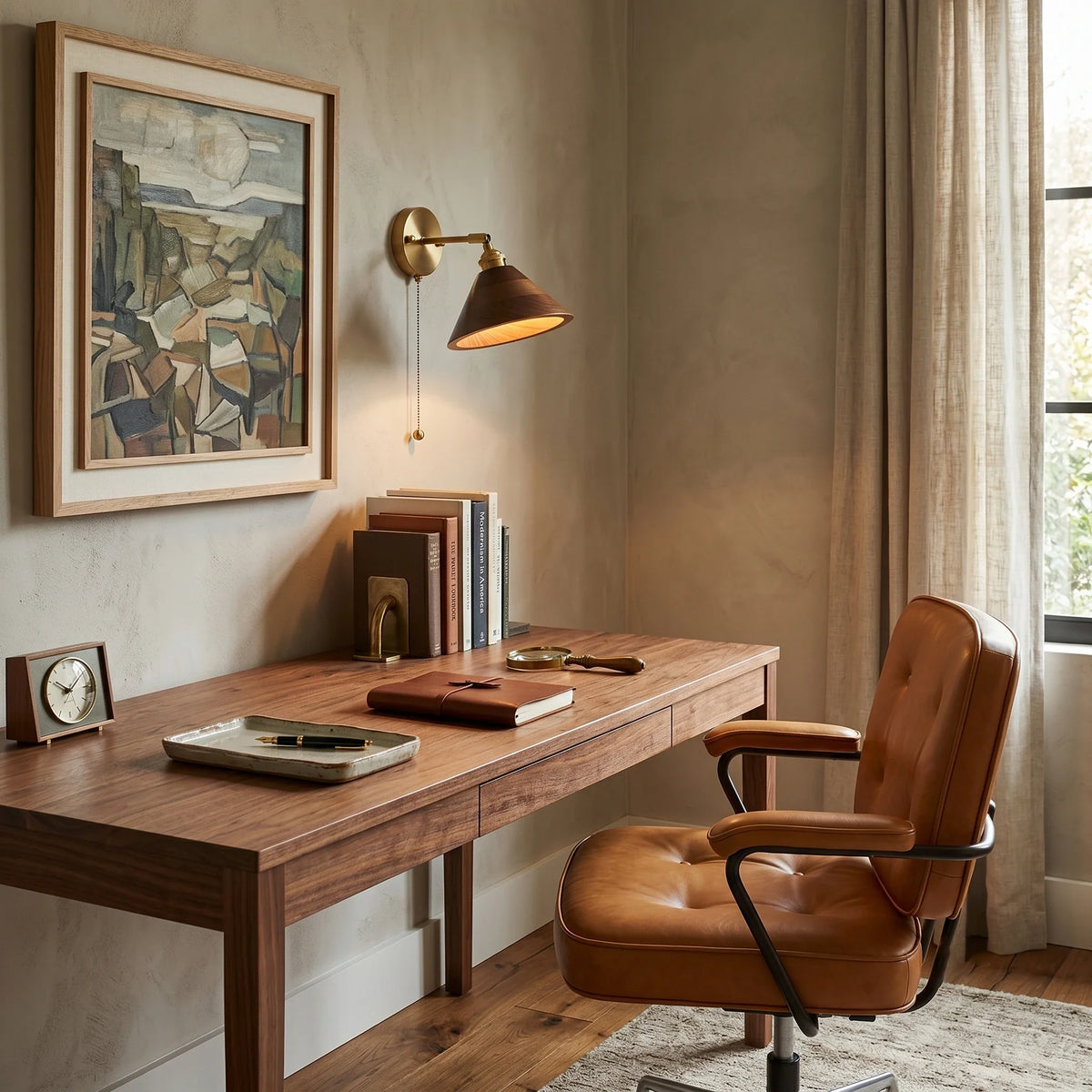 Modern Wall Sconce in walnut for Hallway by AUVIELIGHT