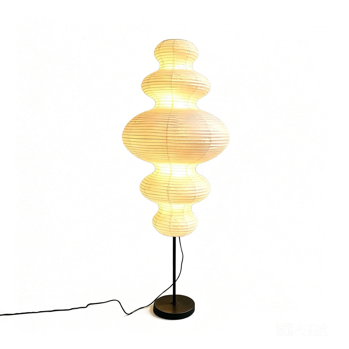 Akari E Floor Lamp in washi paper for Living Room by AUVIELIGHT