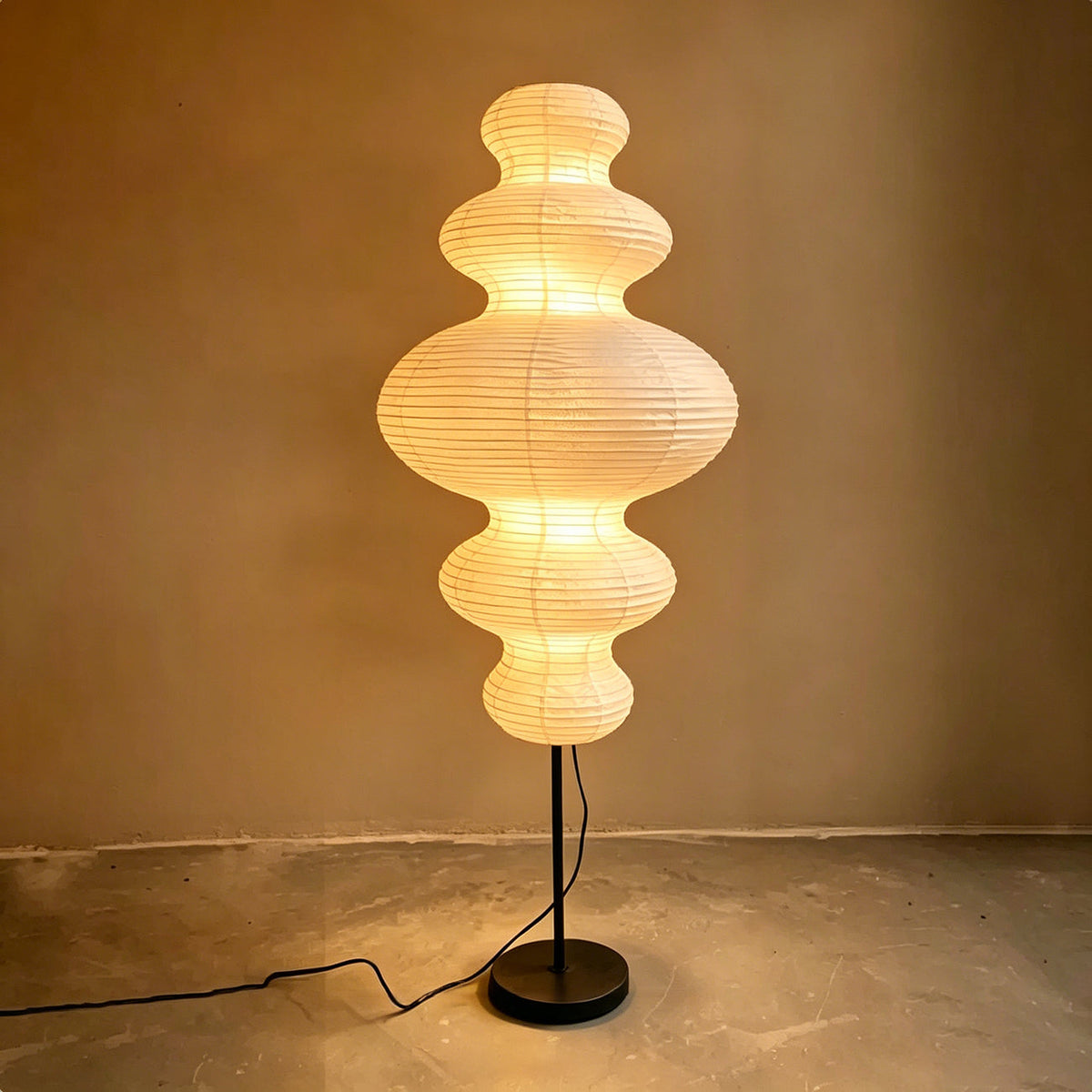 Akari E Floor Lamp in washi paper for Living Room by AUVIELIGHT