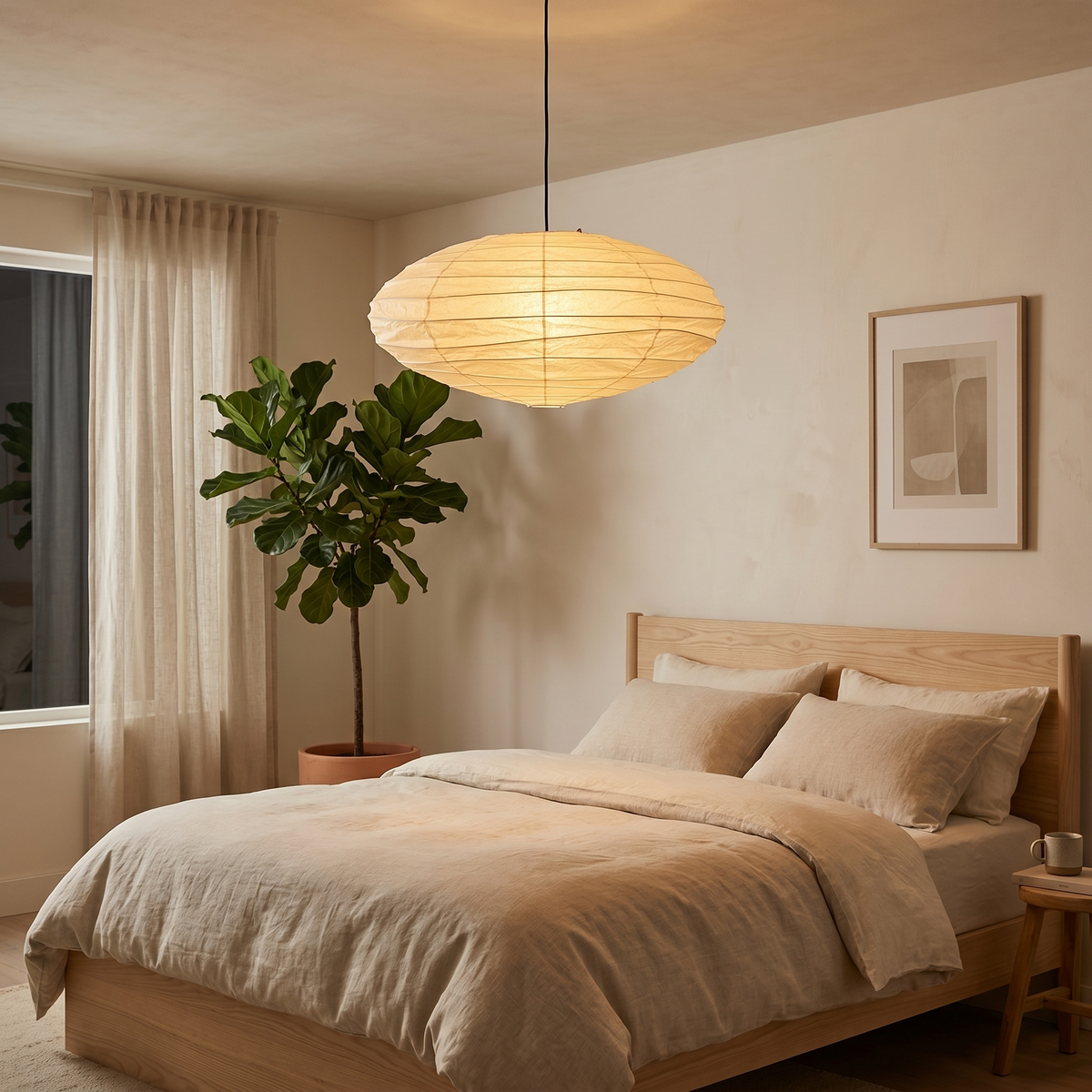 Akari EN Pendant Light in washi paper for Kitchen Island by AUVIELIGHT
