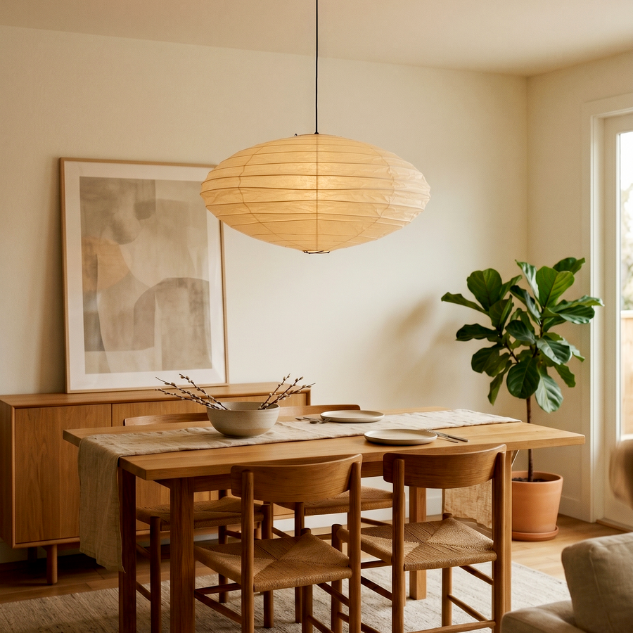 Akari EN Pendant Light in washi paper for Kitchen Island by AUVIELIGHT
