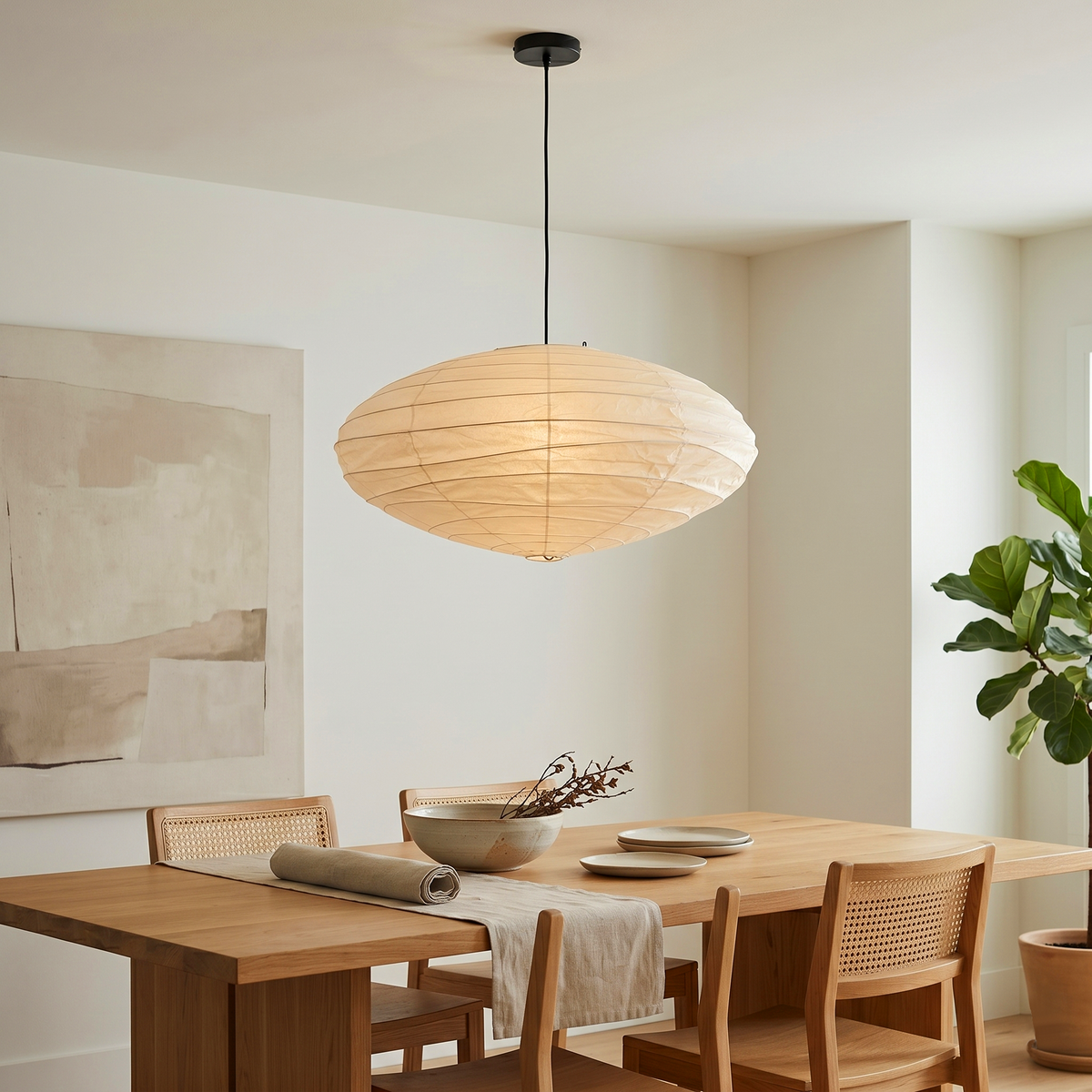 Akari EN Pendant Light in washi paper for Kitchen Island by AUVIELIGHT