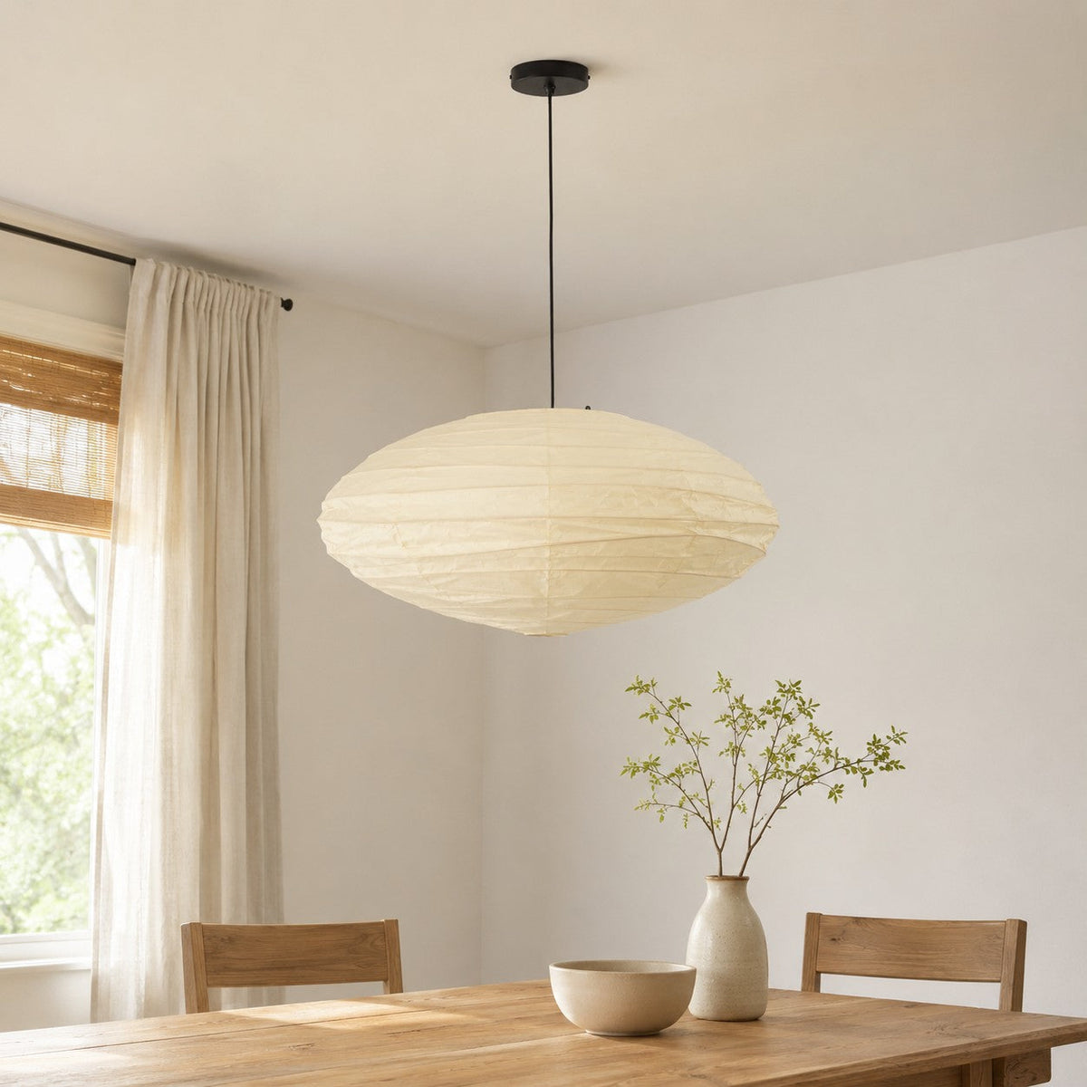 Akari EN Pendant Light in washi paper for Kitchen Island by AUVIELIGHT