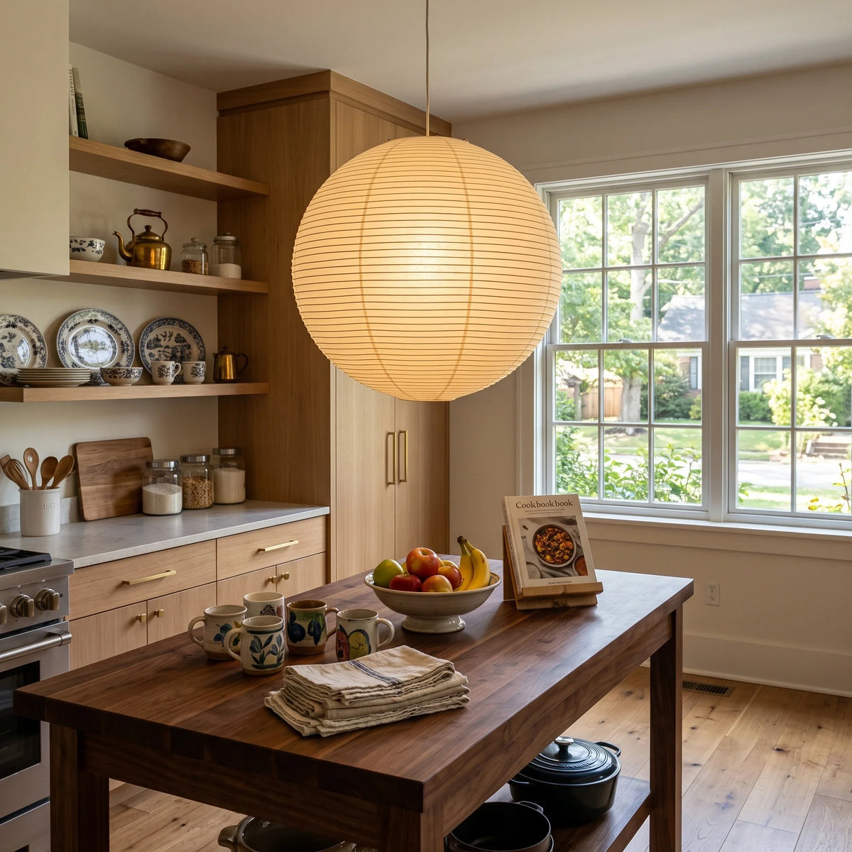 Globe Pendant Light in washi paper for Kitchen Island by AUVIELIGHT