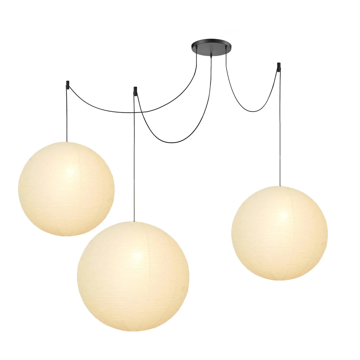 Globe Pendant Light in washi paper for Kitchen Island by AUVIELIGHT, 3-lights ∅ 15.7" + ∅ 23.6" + ∅ 31.5" / White