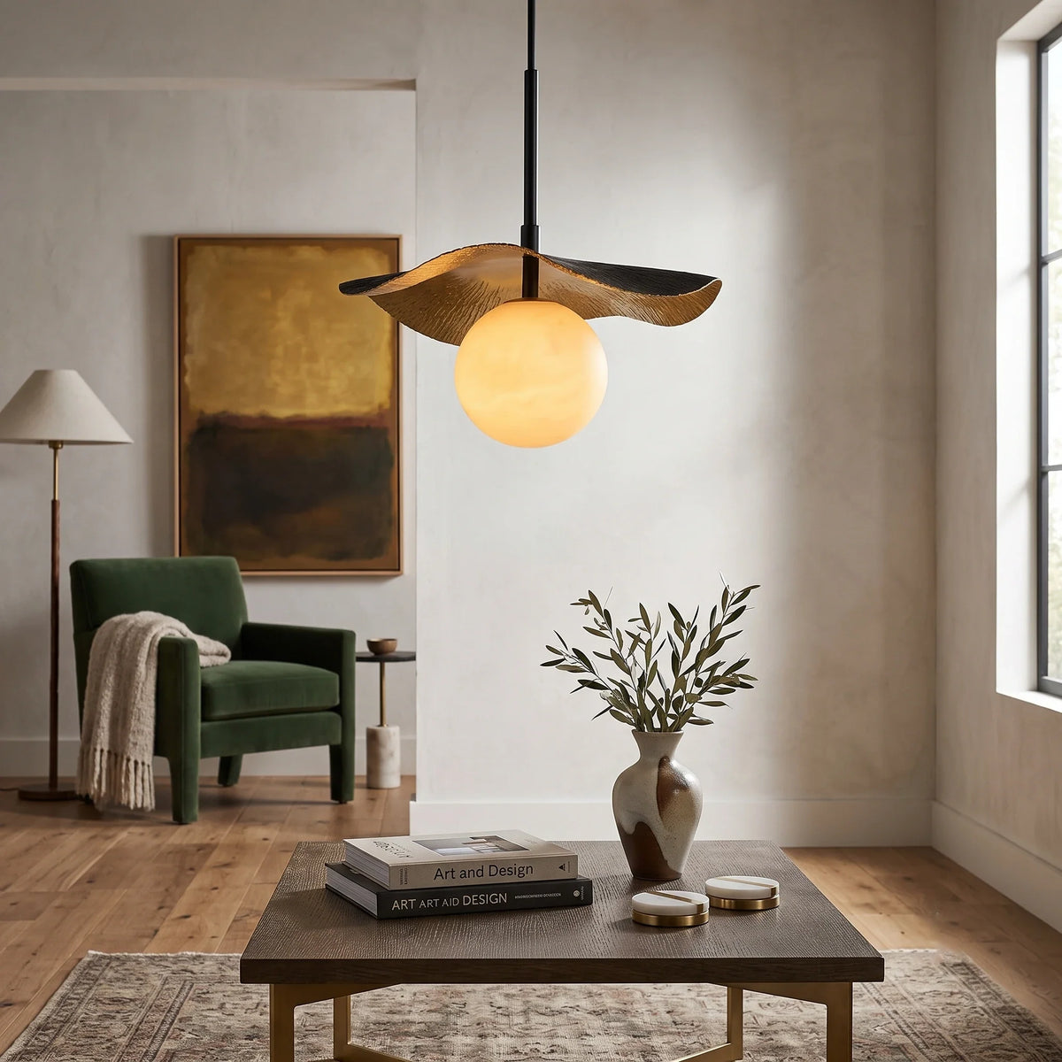 Wavy Pendant Light in alabaster for Kitchen Island by AUVIELIGHT