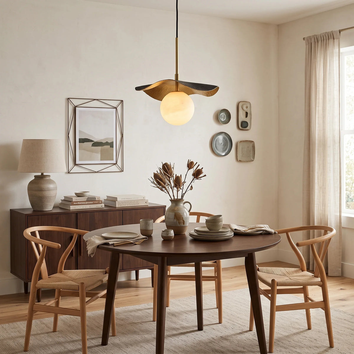 Wavy Pendant Light in alabaster for Kitchen Island by AUVIELIGHT