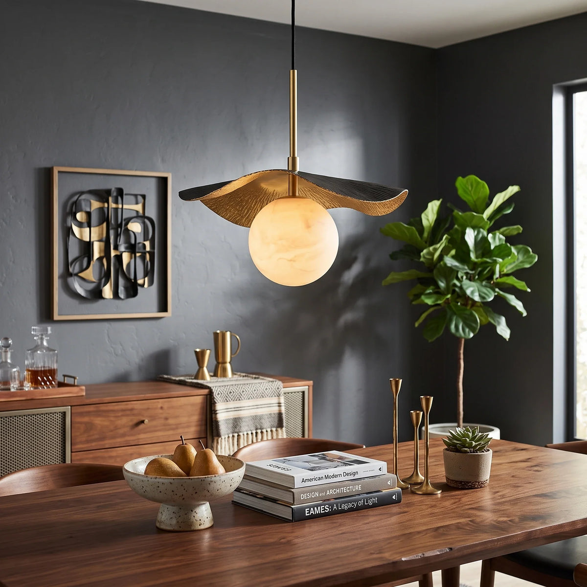 Wavy Pendant Light in alabaster for Kitchen Island by AUVIELIGHT