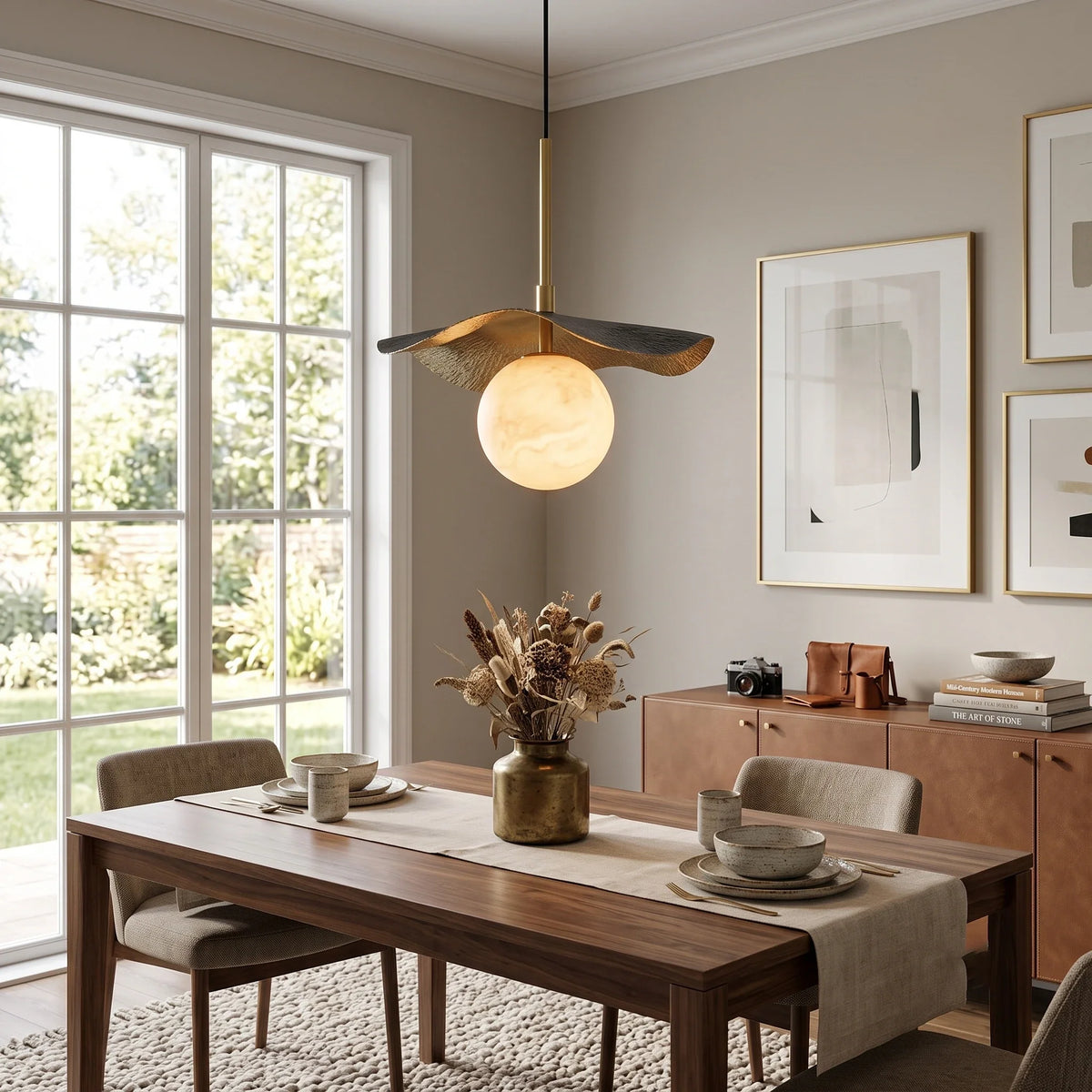 Wavy Pendant Light in alabaster for Kitchen Island by AUVIELIGHT