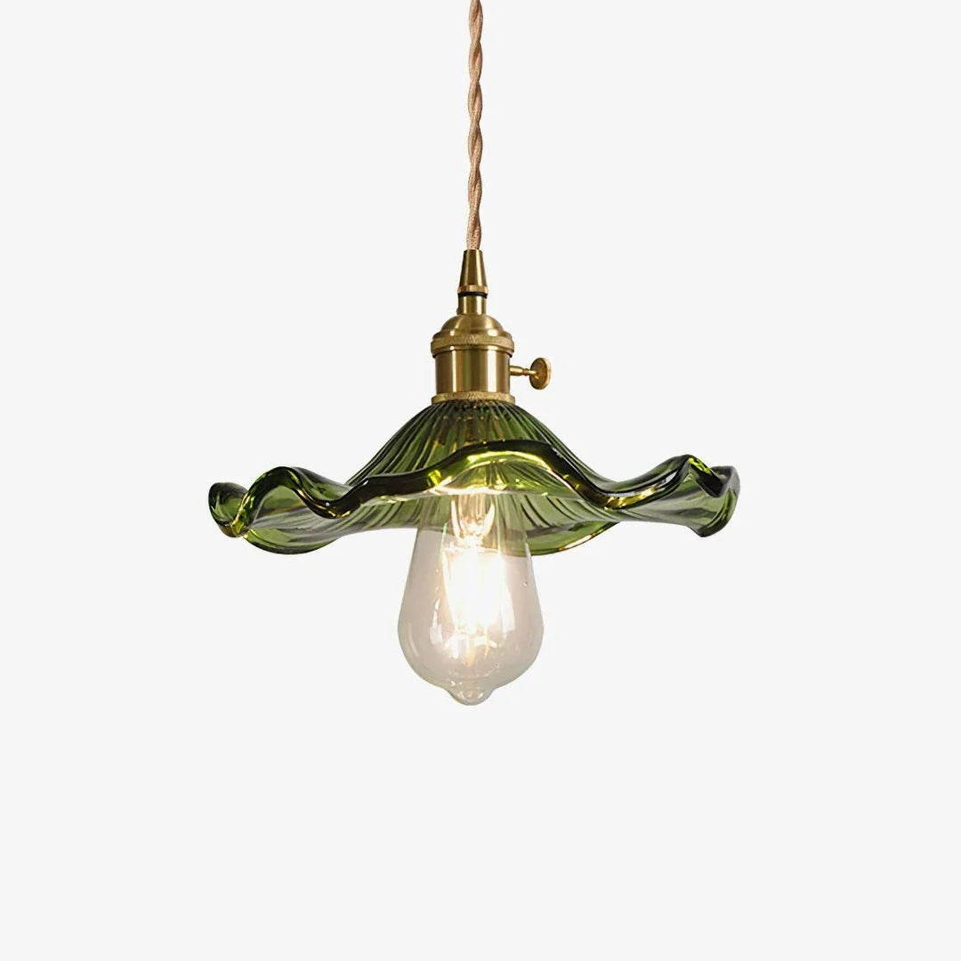 Wavy Pendant Light in green glass for Kitchen Island by AUVIELIGHT