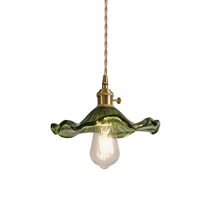 Wavy Pendant Light in green glass for Kitchen Island by AUVIELIGHT