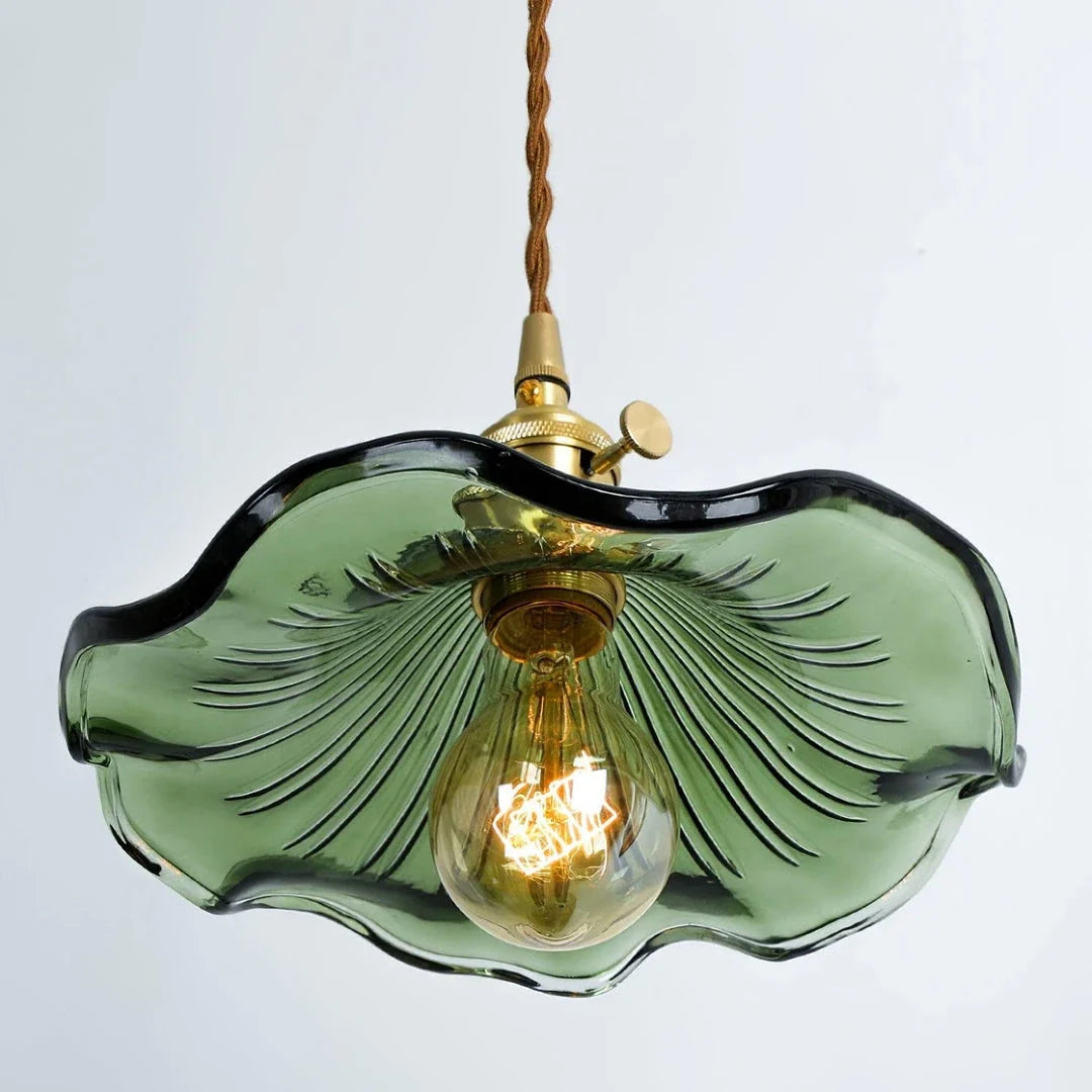 Wavy Pendant Light in green glass for Kitchen Island by AUVIELIGHT