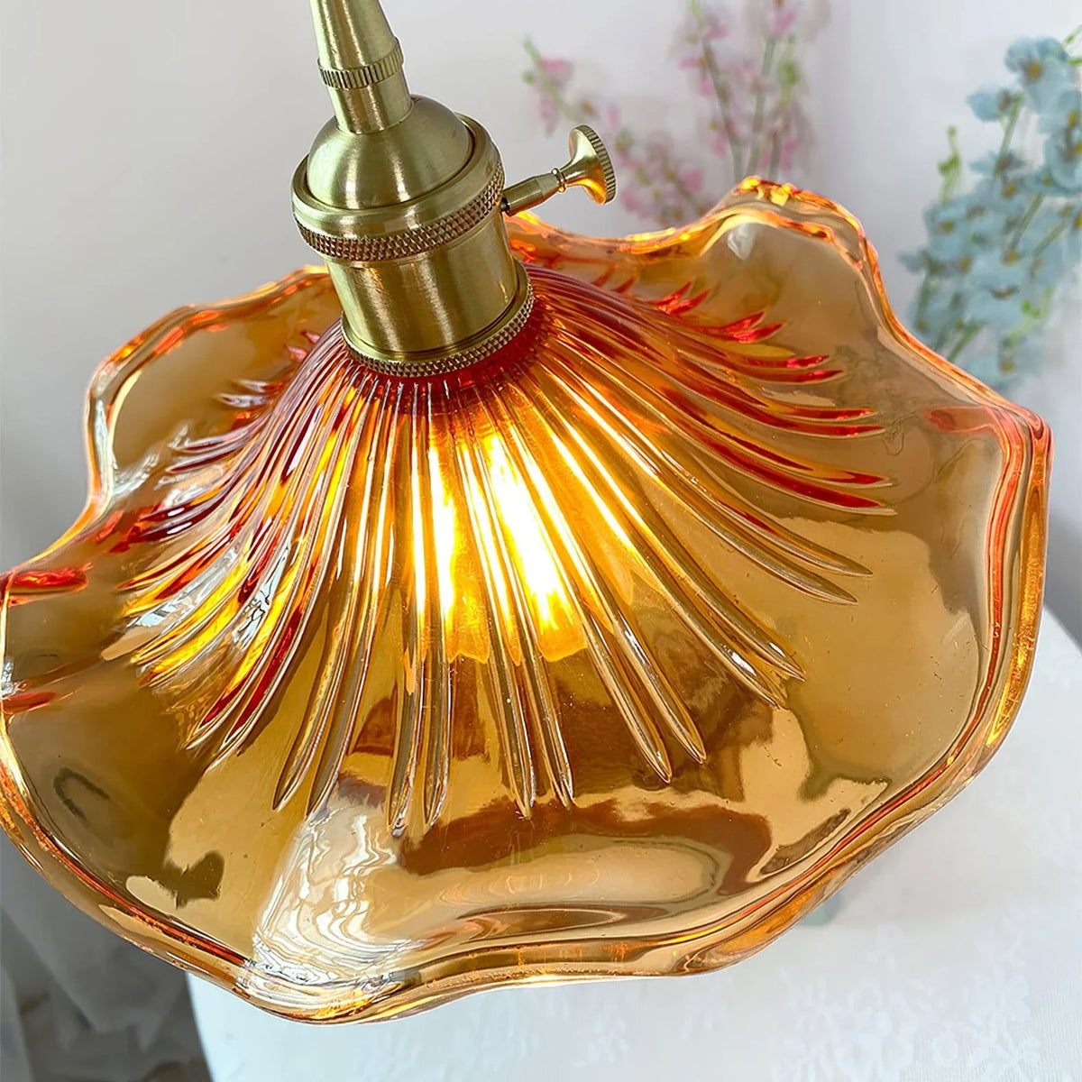 Wavy Pendant Light in green glass for Kitchen Island by AUVIELIGHT