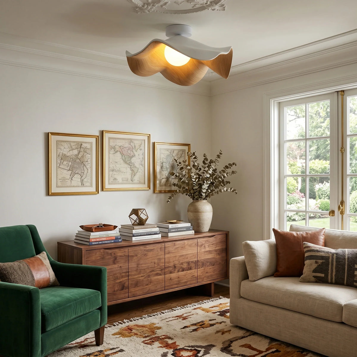 Wavy Lotus Flush Mount for Low Ceilings by AUVIELIGHT