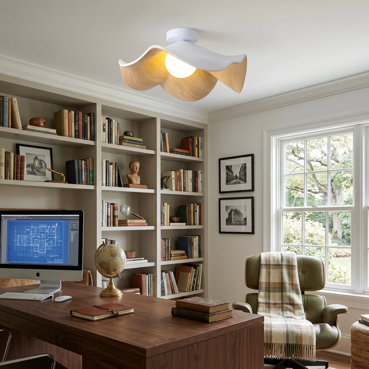 Wavy Lotus Flush Mount for Low Ceilings by AUVIELIGHT