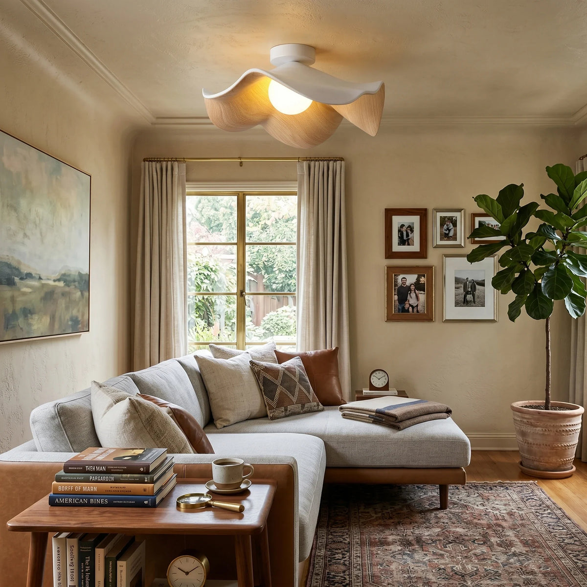 Wavy Lotus Flush Mount for Low Ceilings by AUVIELIGHT