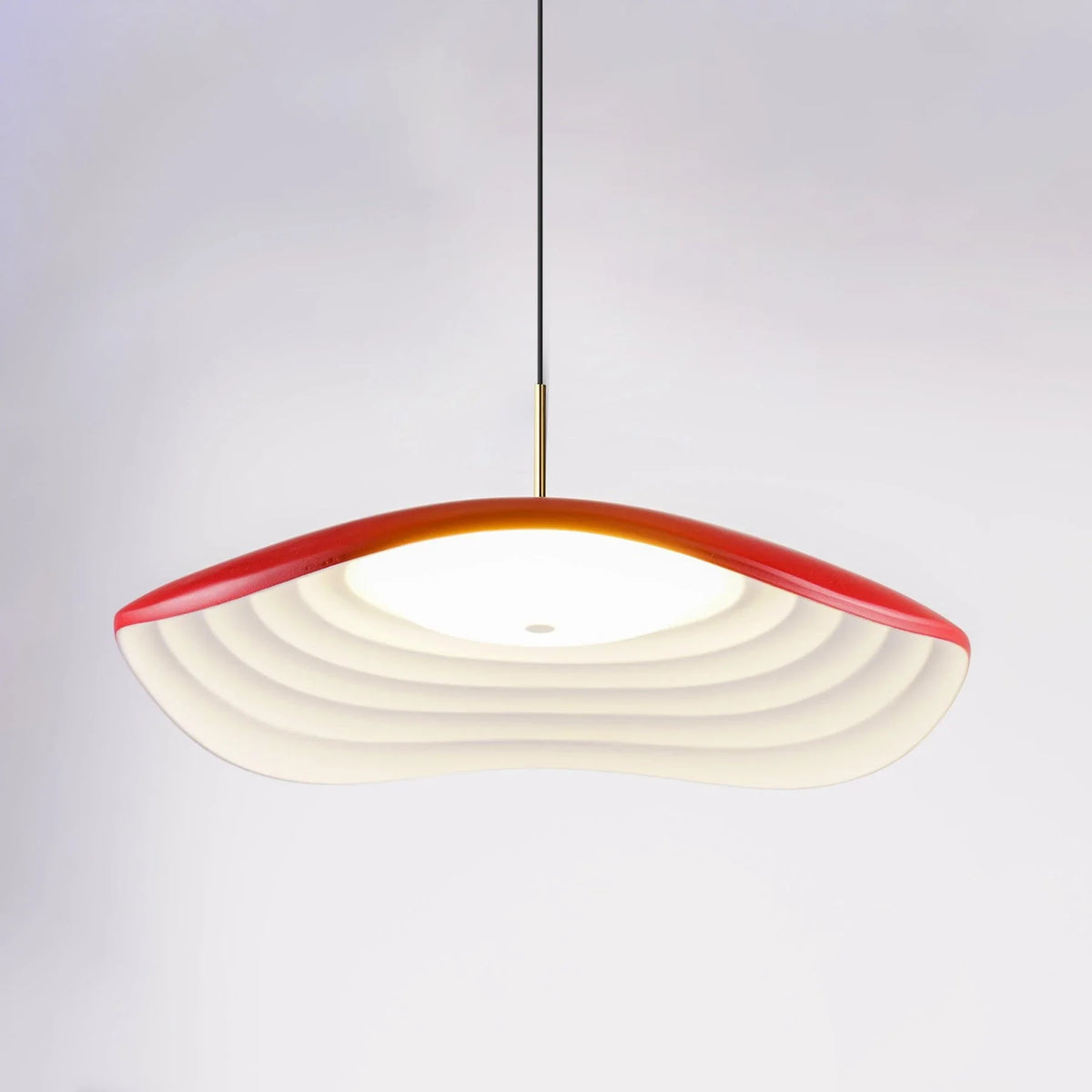 Resin Wavy Pendant Light for Kitchen Island by AUVIELIGHT, Dia 60cm x H 18cm/ ∅ 23.6" x H 7" / Red / Warm Light
