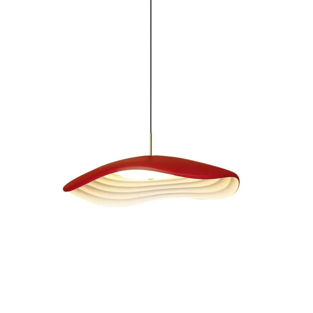 Resin Wavy Pendant Light for Kitchen Island by AUVIELIGHT, Dia 24cm xH 15cm/ ∅ 9.4" x H 6.3" / Red / Warm Light