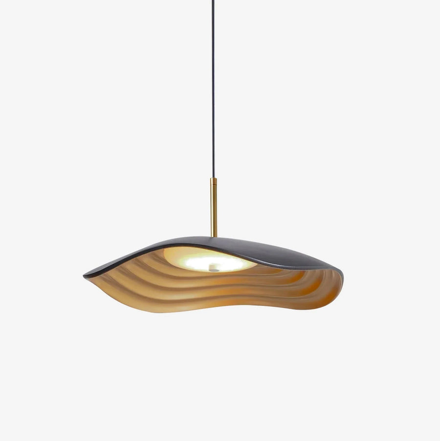 Resin Wavy Pendant Light for Kitchen Island by AUVIELIGHT, Dia 24cm xH 15cm/ ∅ 9.4" x H 6.3" / Black / Warm Light
