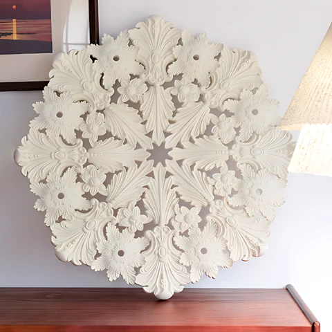 Plaster Chandelier in white for Dining Room by AUVIELIGHT