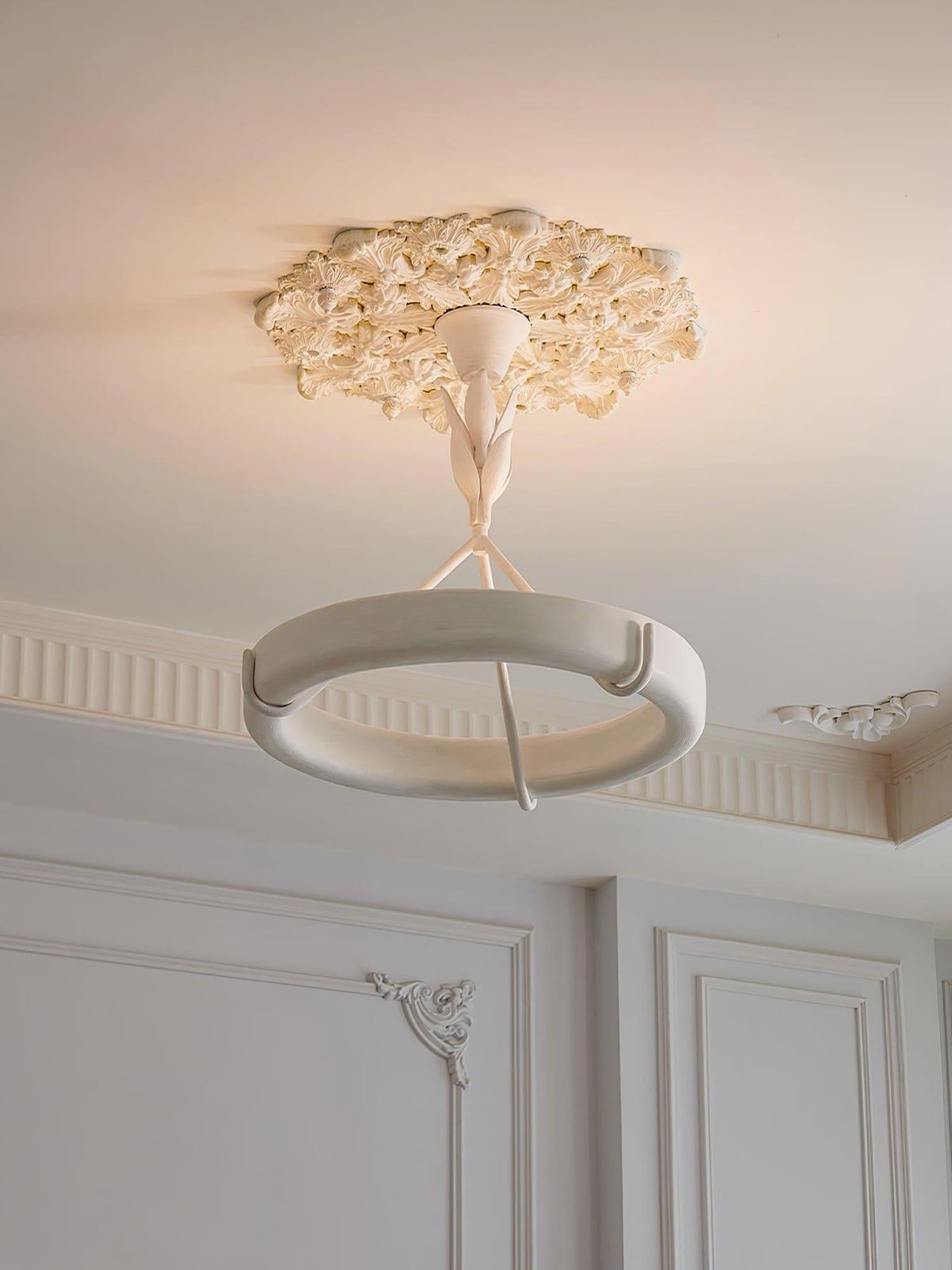 Plaster Chandelier in white for Dining Room by AUVIELIGHT