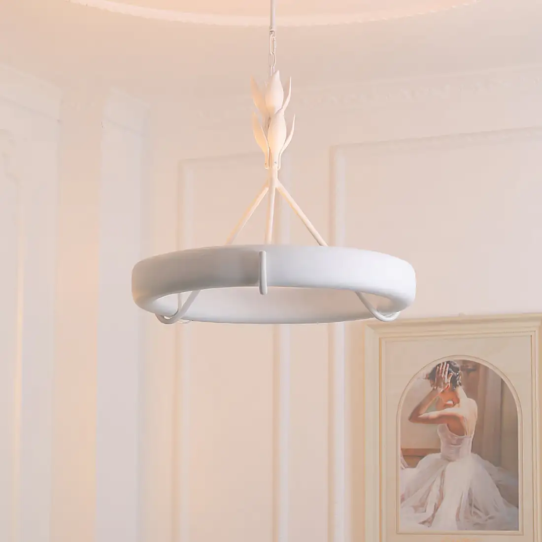 Plaster Chandelier in white for Dining Room by AUVIELIGHT