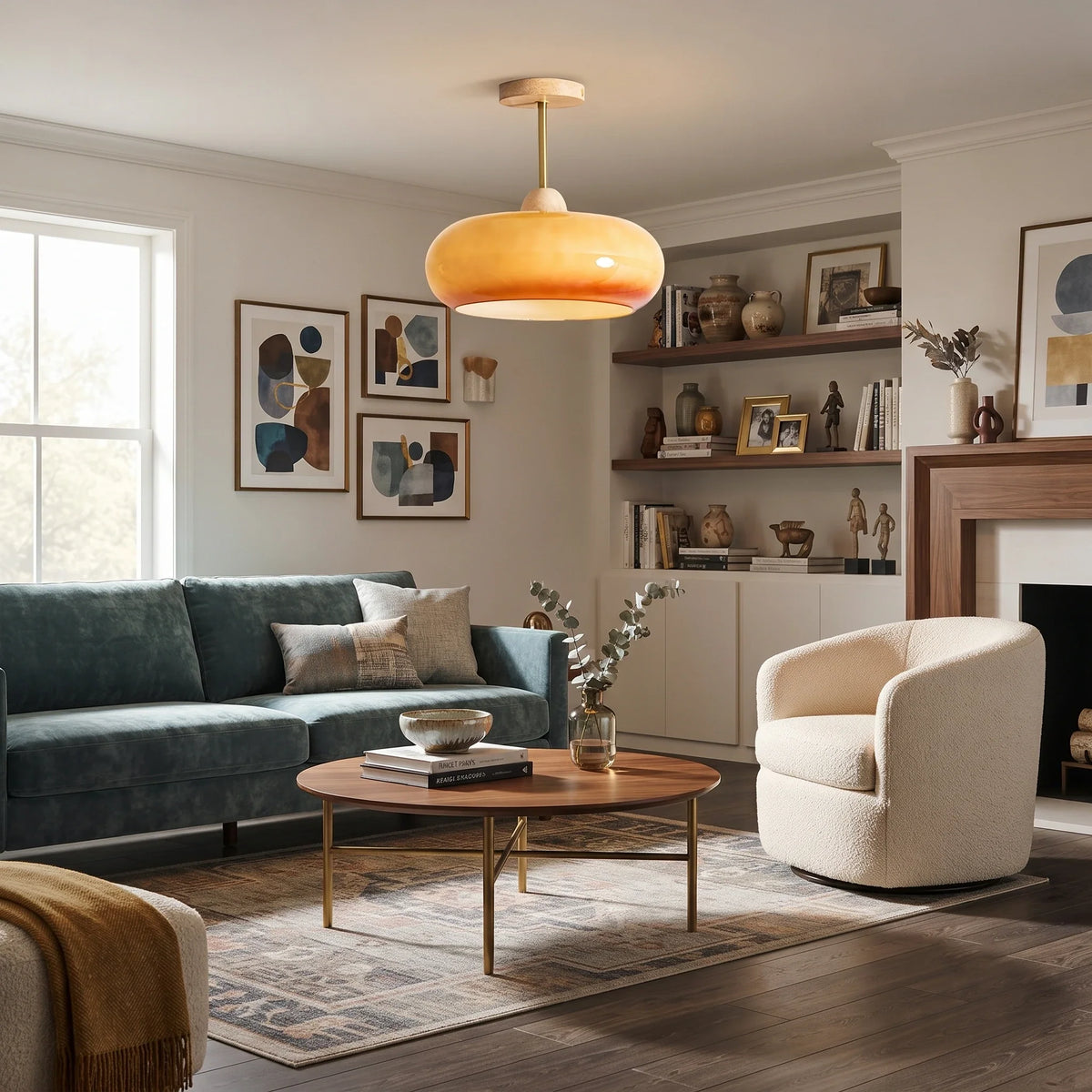 Disc Flush Mount in glass for Low Ceilings by AUVIELIGHT