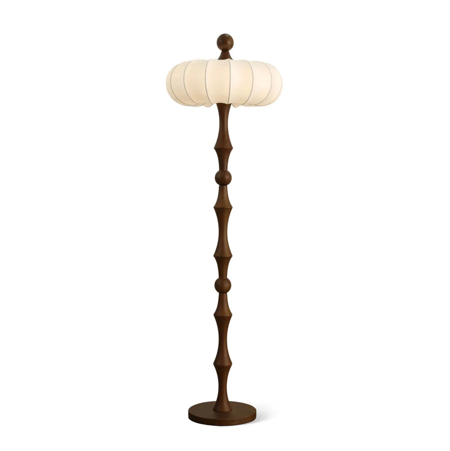 Silk Pumpkin Floor Lamp in wood for Living Room by AUVIELIGHT, ∅ 17.7" x H 61" / Walnut Color / AU Plug and 3 other sizes