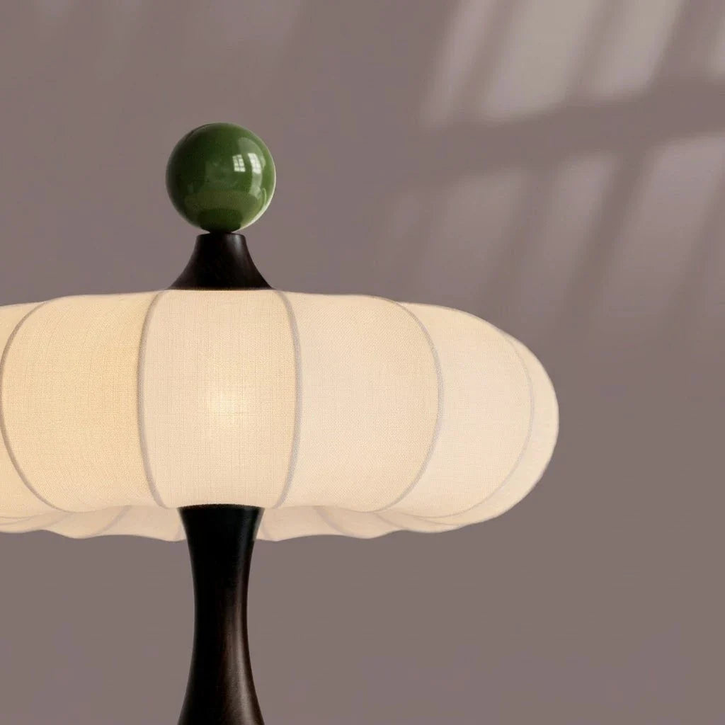 Silk Pumpkin Floor Lamp in wood for Living Room by AUVIELIGHT