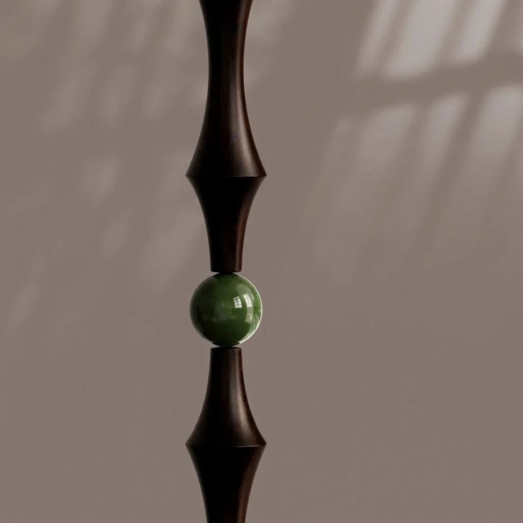 Silk Pumpkin Floor Lamp in wood for Living Room by AUVIELIGHT