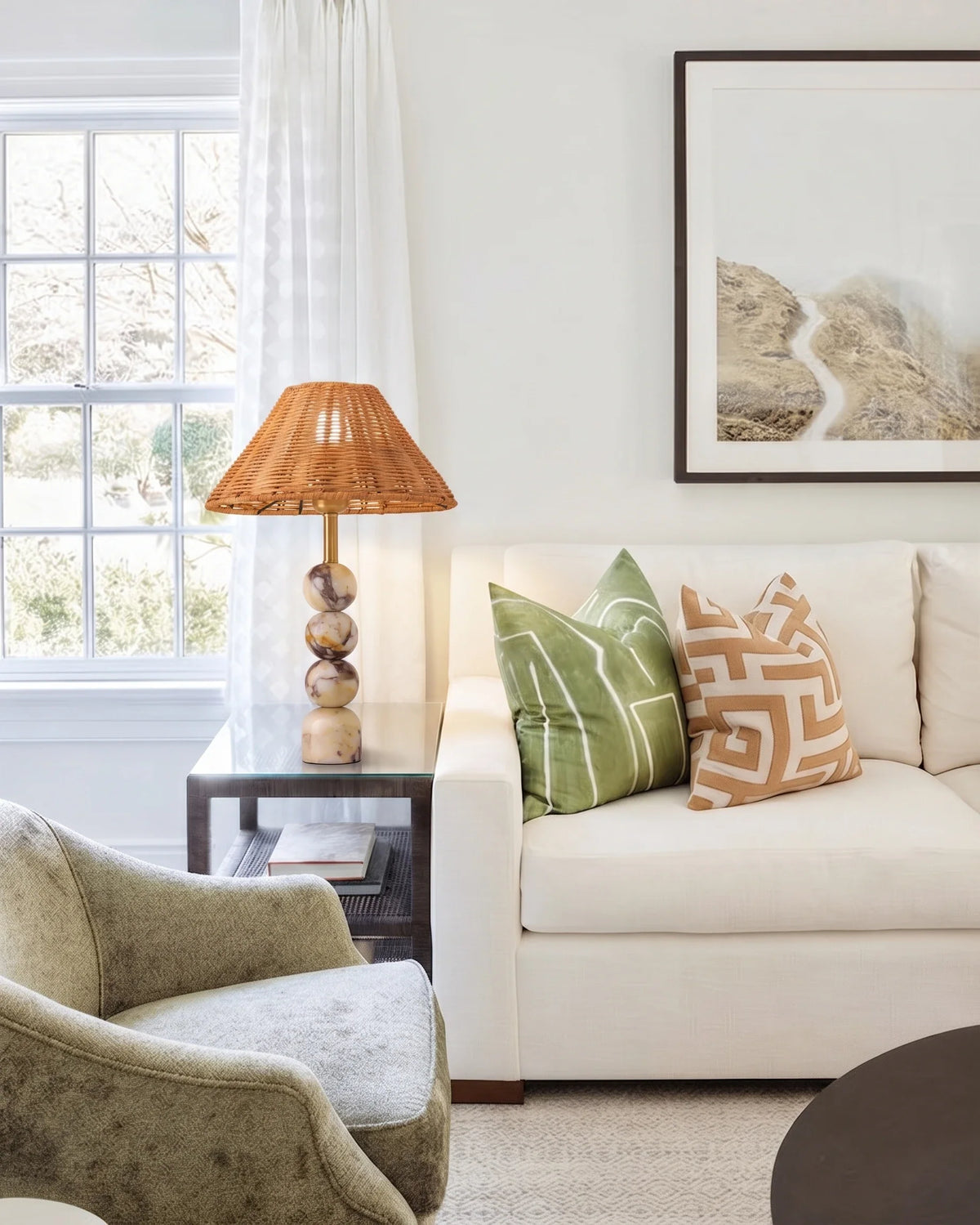Woven Sphere Lamp in marble for Living Room by AUVIELIGHT
