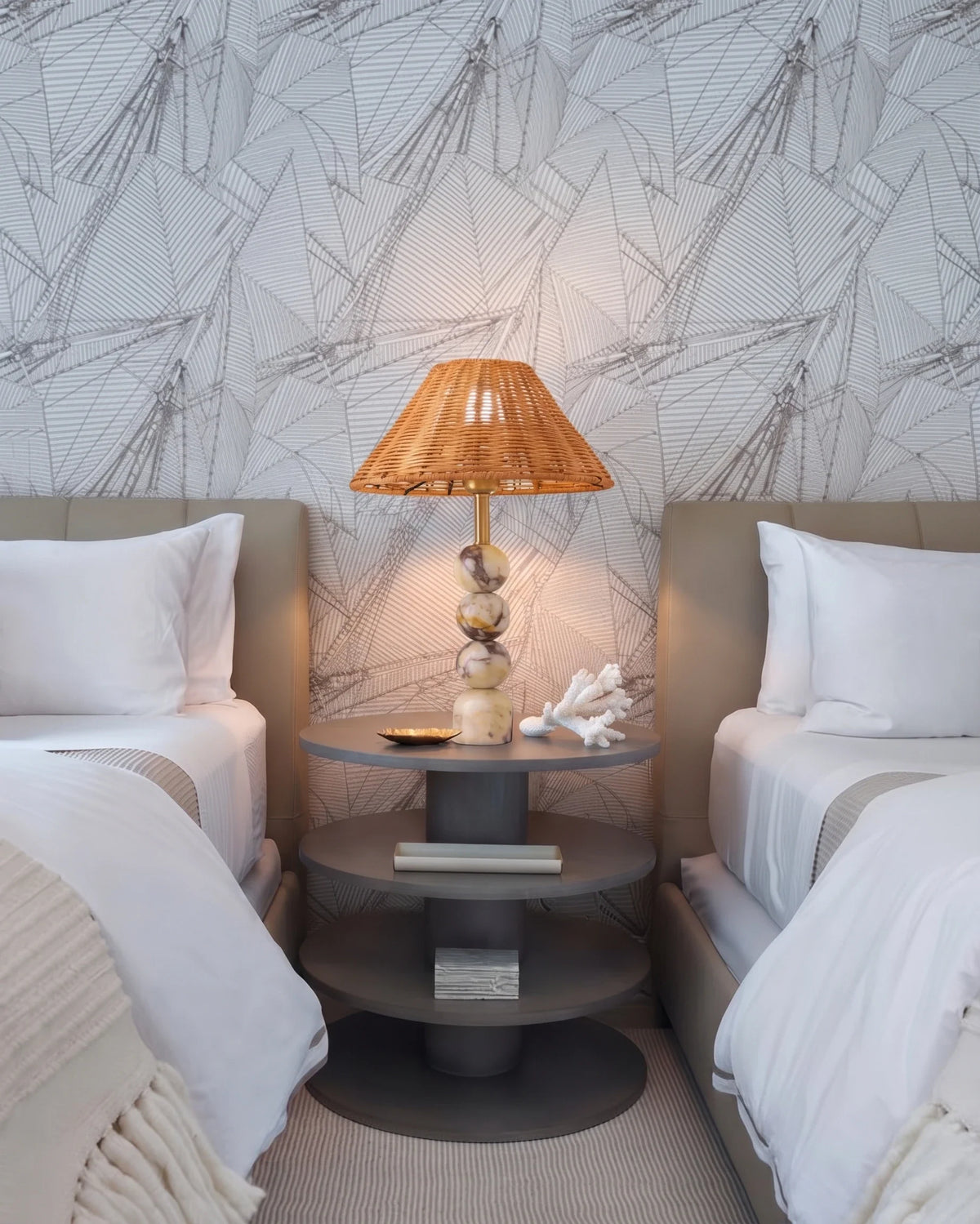 Woven Sphere Lamp in marble for Living Room by AUVIELIGHT