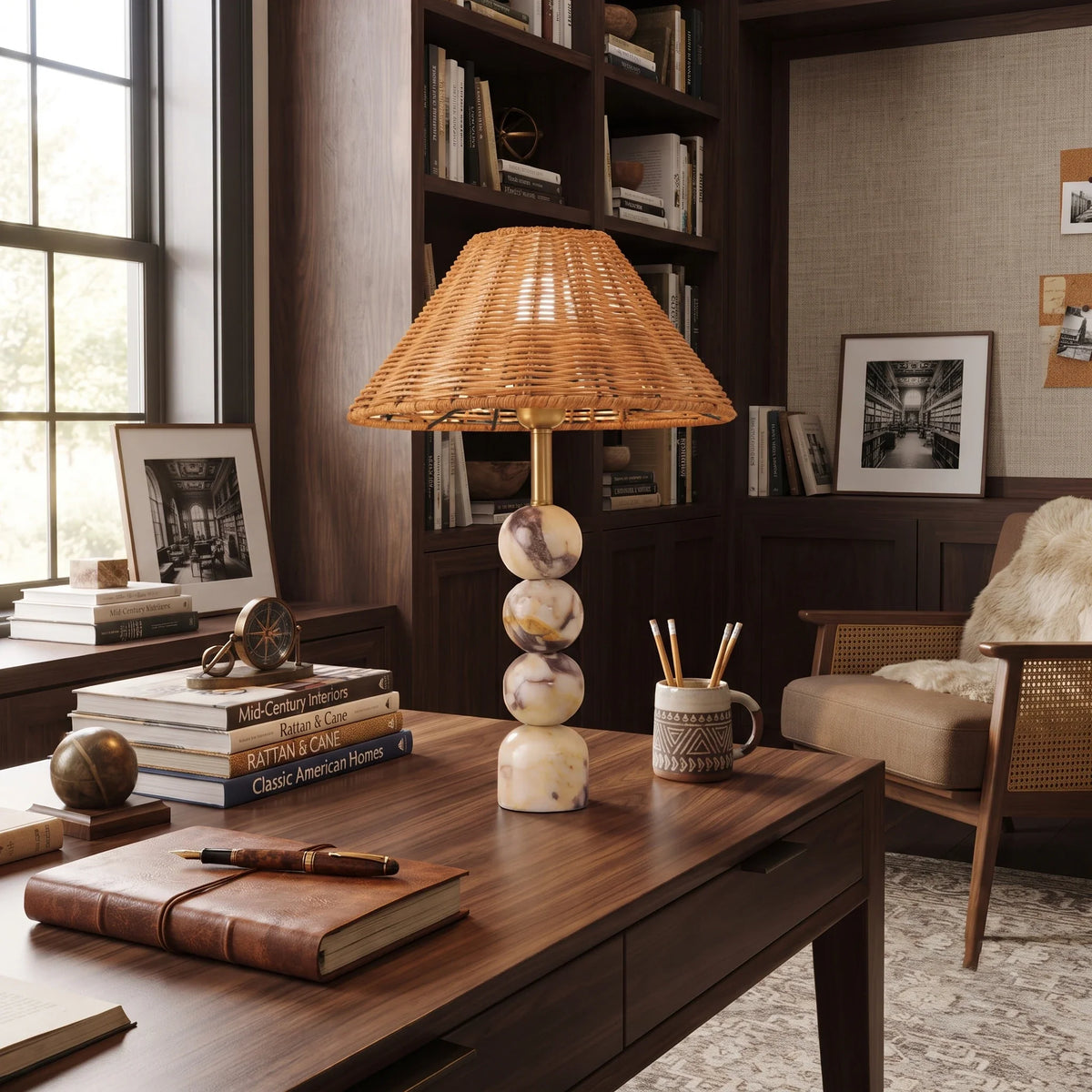 Woven Sphere Lamp in marble for Living Room by AUVIELIGHT