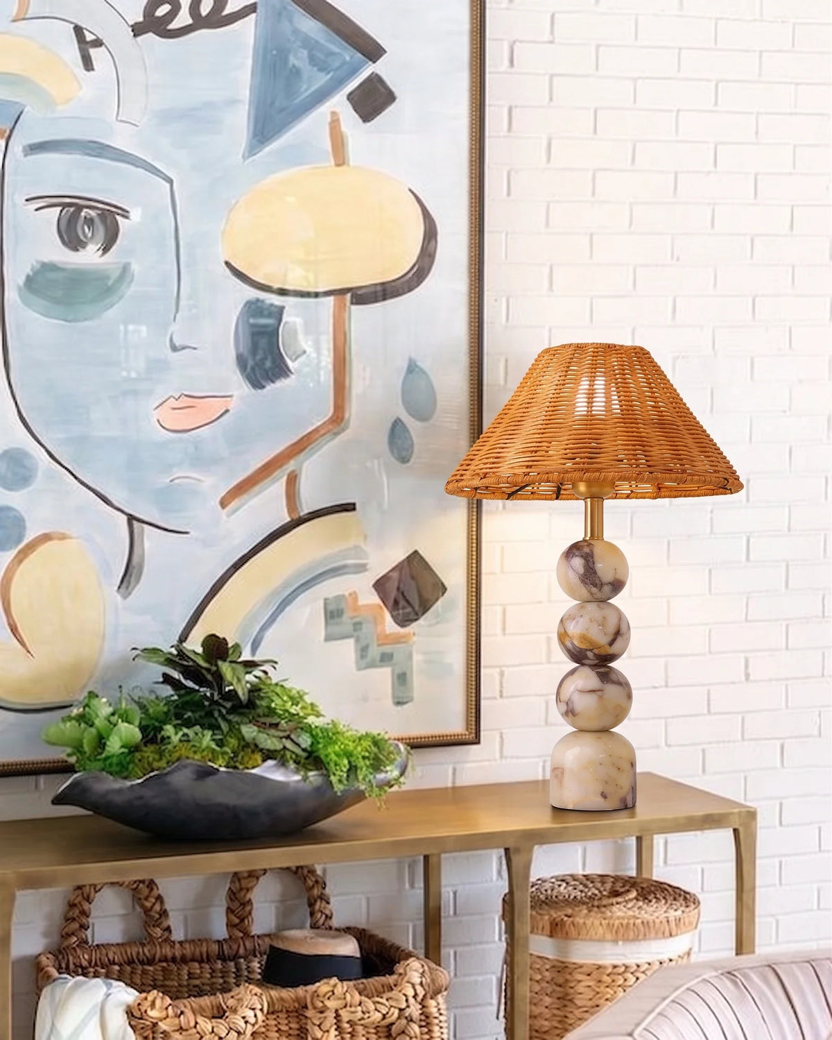 Woven Sphere Lamp in marble for Living Room by AUVIELIGHT