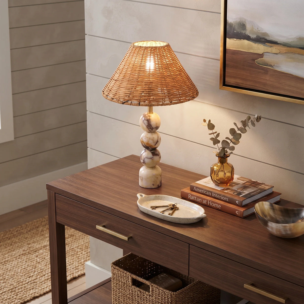 Woven Sphere Lamp in marble for Living Room by AUVIELIGHT