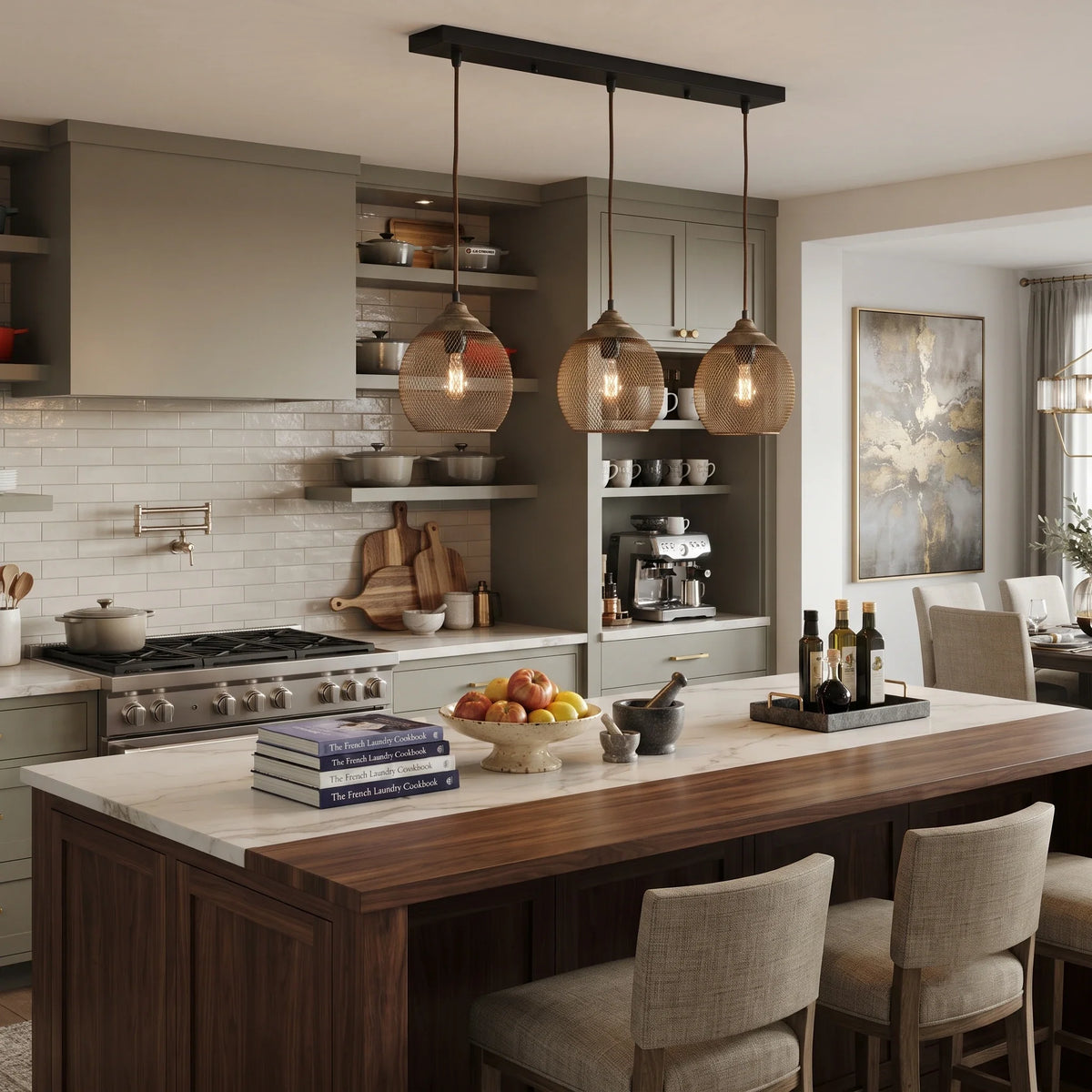 Woven Wire Globe Pendant Light for Kitchen Island by AUVIELIGHT