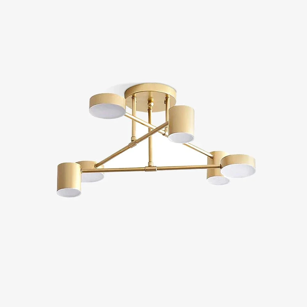 Zane 6-Light Geometric Semi-Flush Mount for Low Ceilings by AUVIELIGHT, ∅22.4"xH9.8"/Dia 57cmxH 25cm / Gold / Warm Light