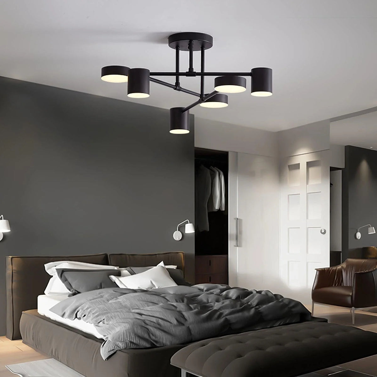 Zane 6-Light Geometric Semi-Flush Mount for Low Ceilings by AUVIELIGHT