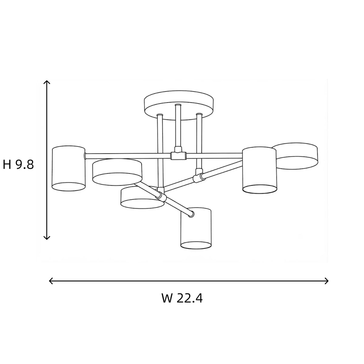 Zane 6-Light Geometric Semi-Flush Mount for Low Ceilings by AUVIELIGHT