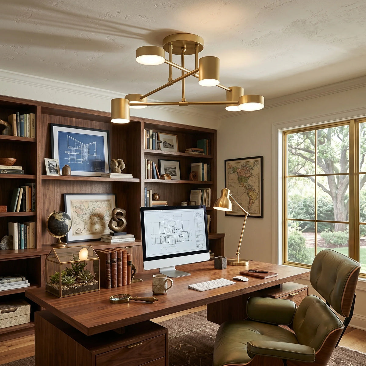 Zane 6-Light Geometric Semi-Flush Mount for Low Ceilings by AUVIELIGHT